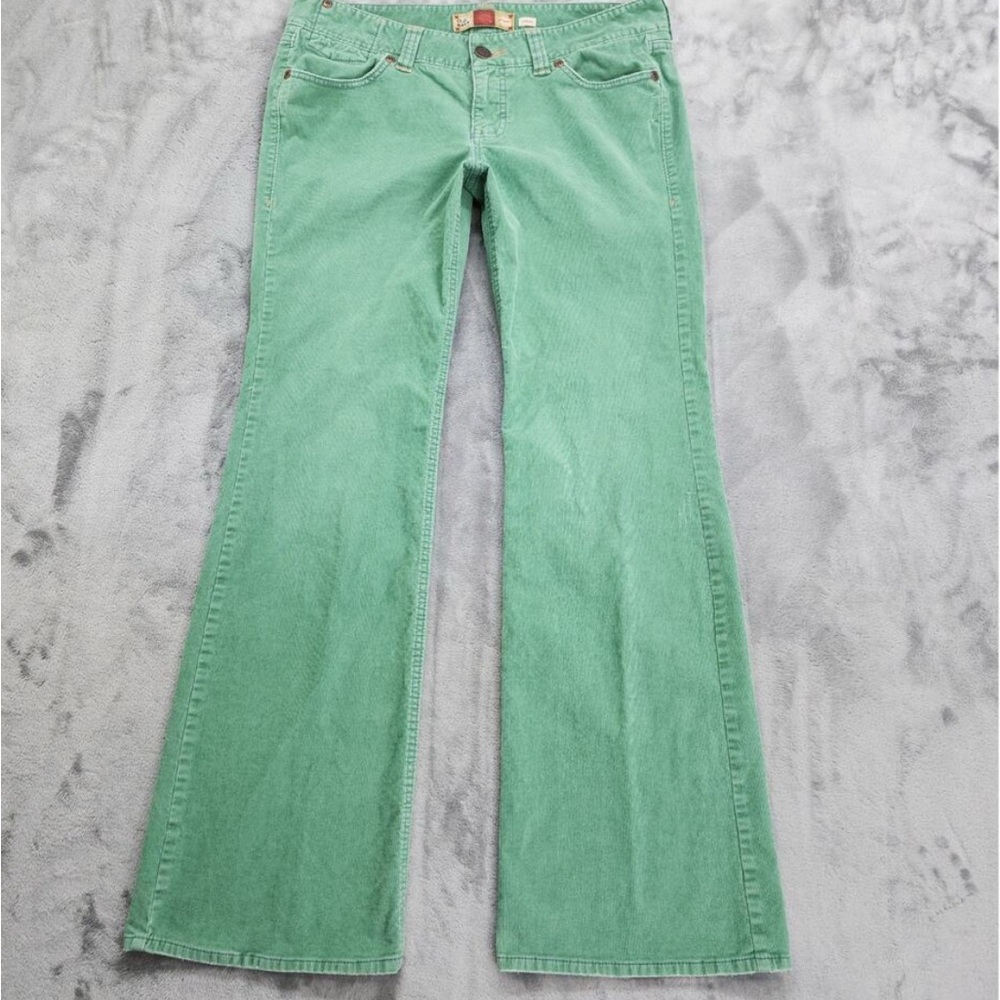 Vintage Y2K Old Navy Pants Womens 10 Green Corduroy Low Waist Flare Leg Preppy